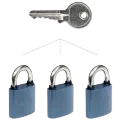 Egyforma kulcsos lakatok